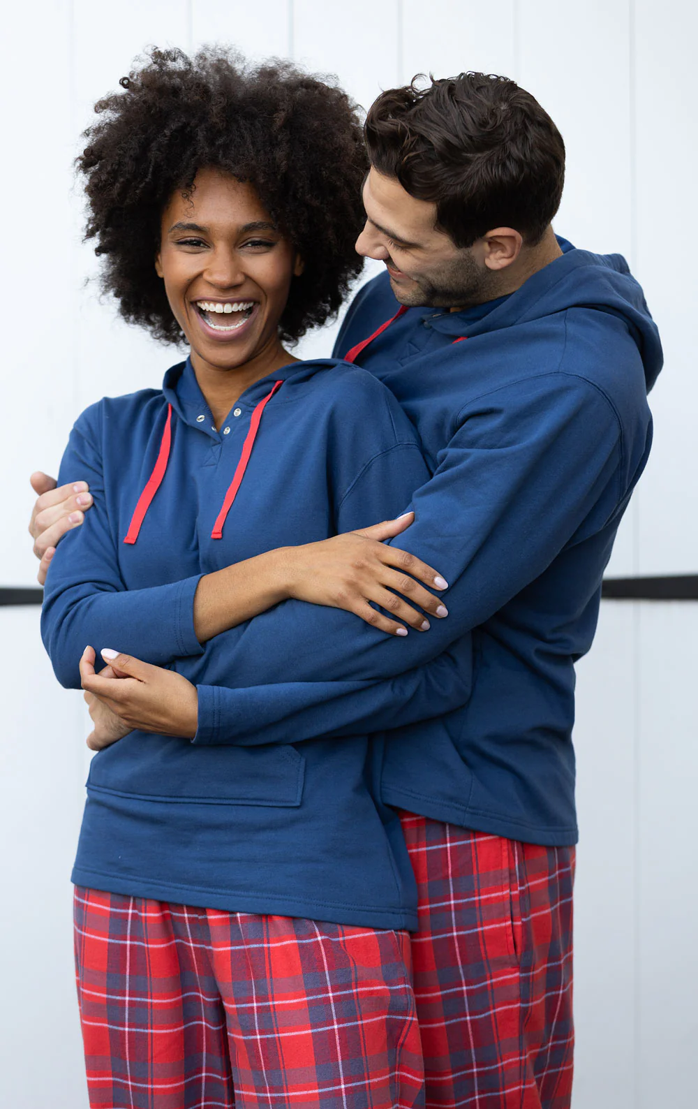 Americana Plaid Hoodie Matching Couples Pajamas - Image 3