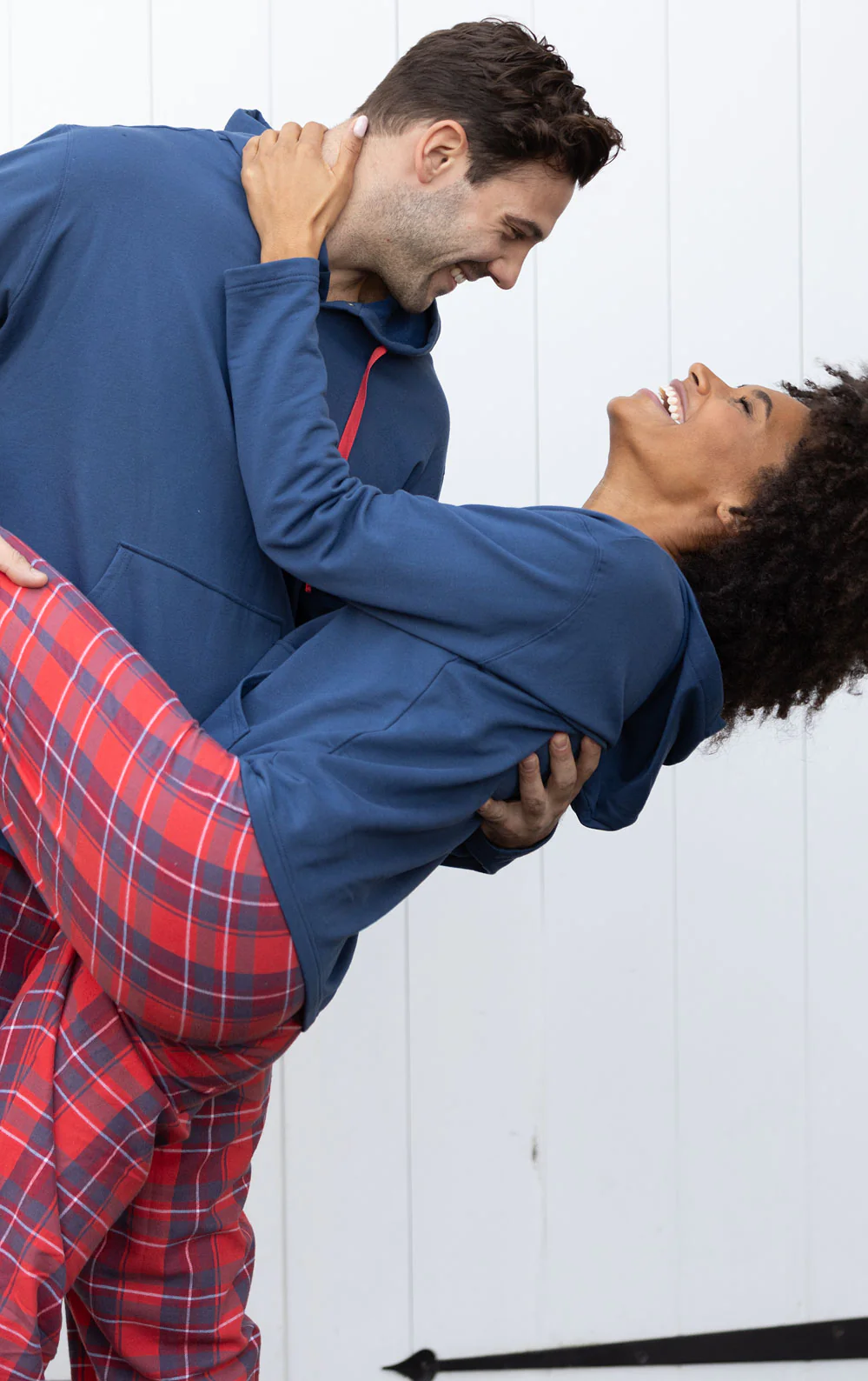 Americana Plaid Hoodie Matching Couples Pajamas - Image 4