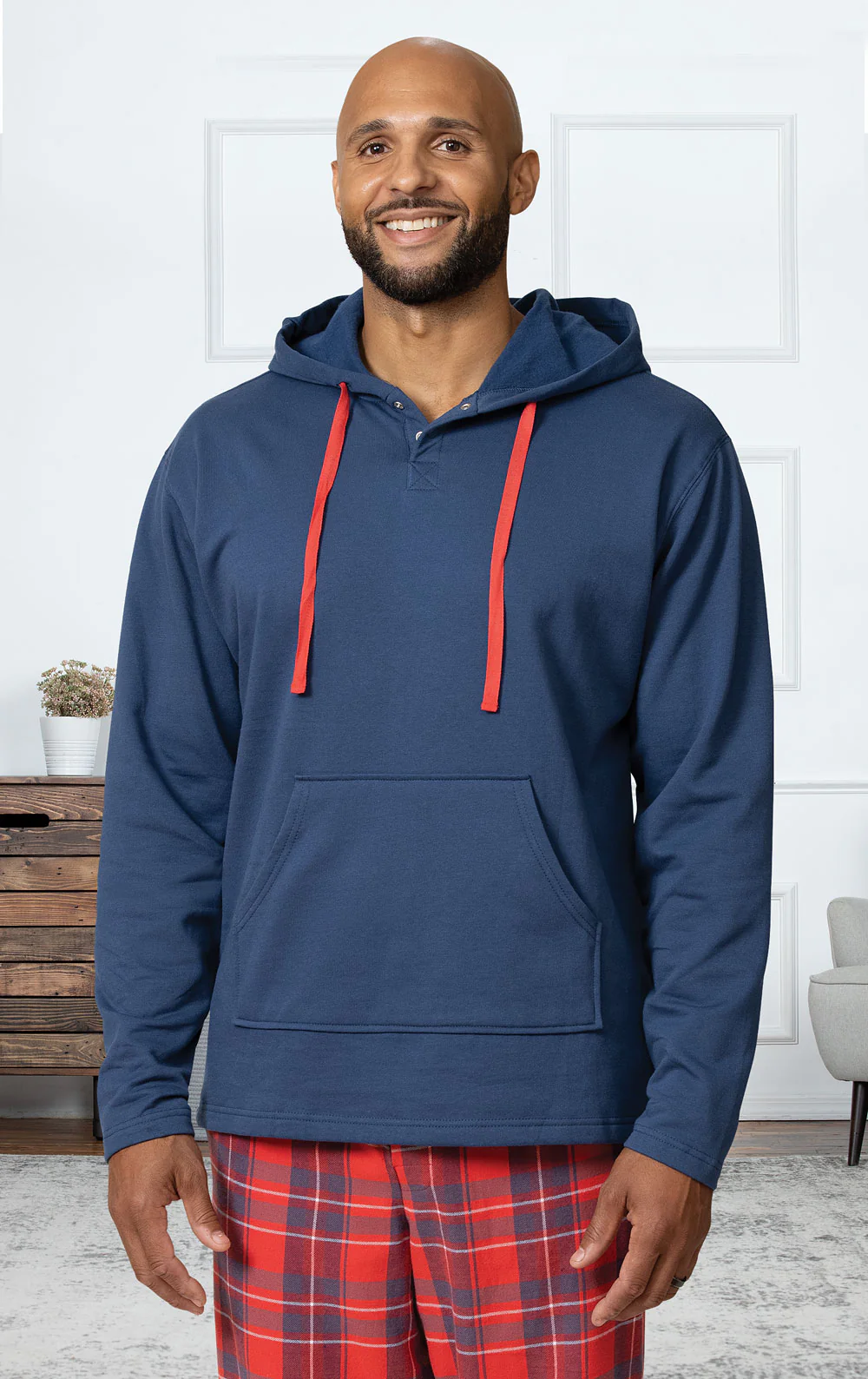 Americana Plaid Hoodie Men's Pajamas - Family Set - Image 3
