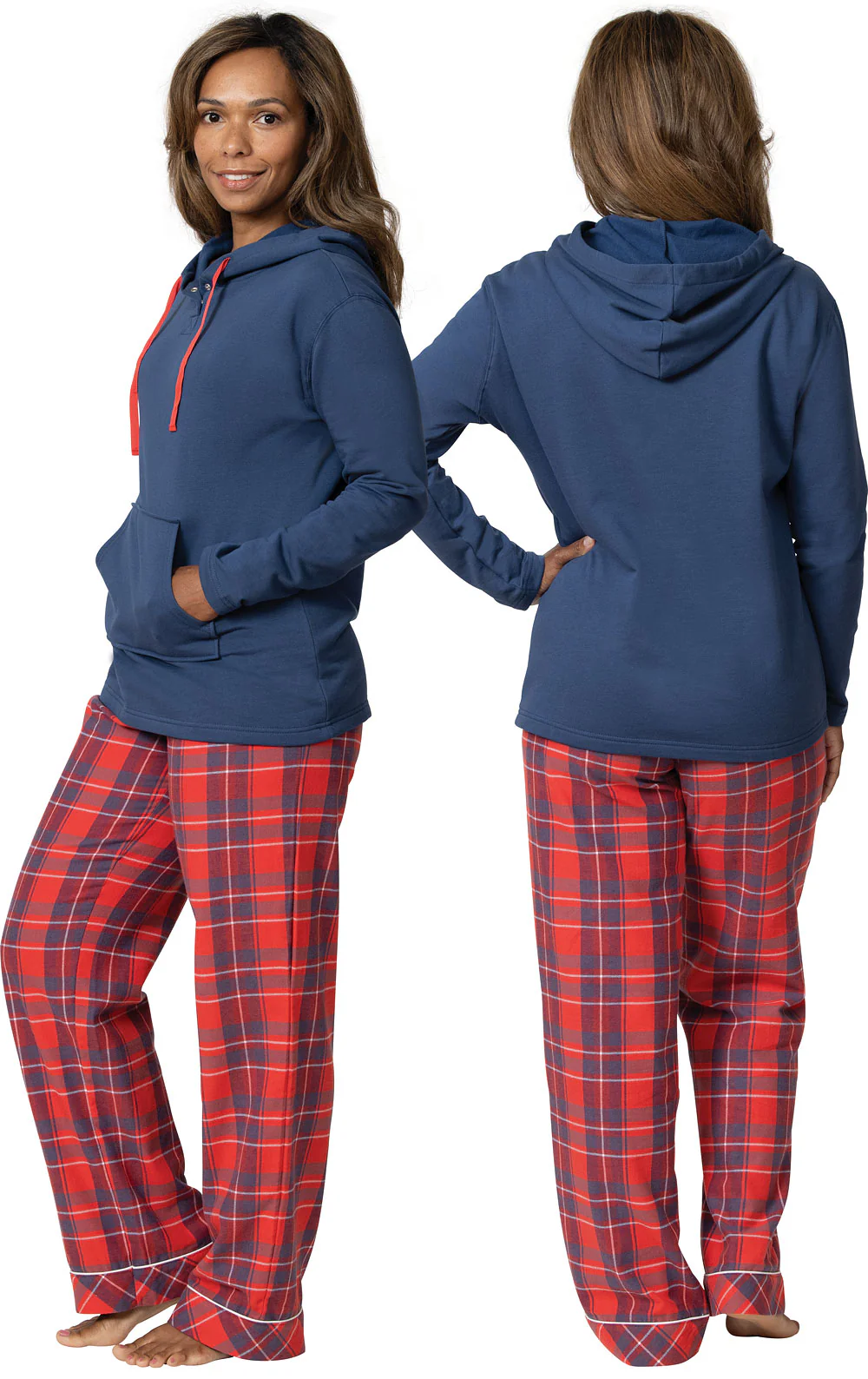 Americana Plaid Hoodie Pajamas - Couples - Image 4