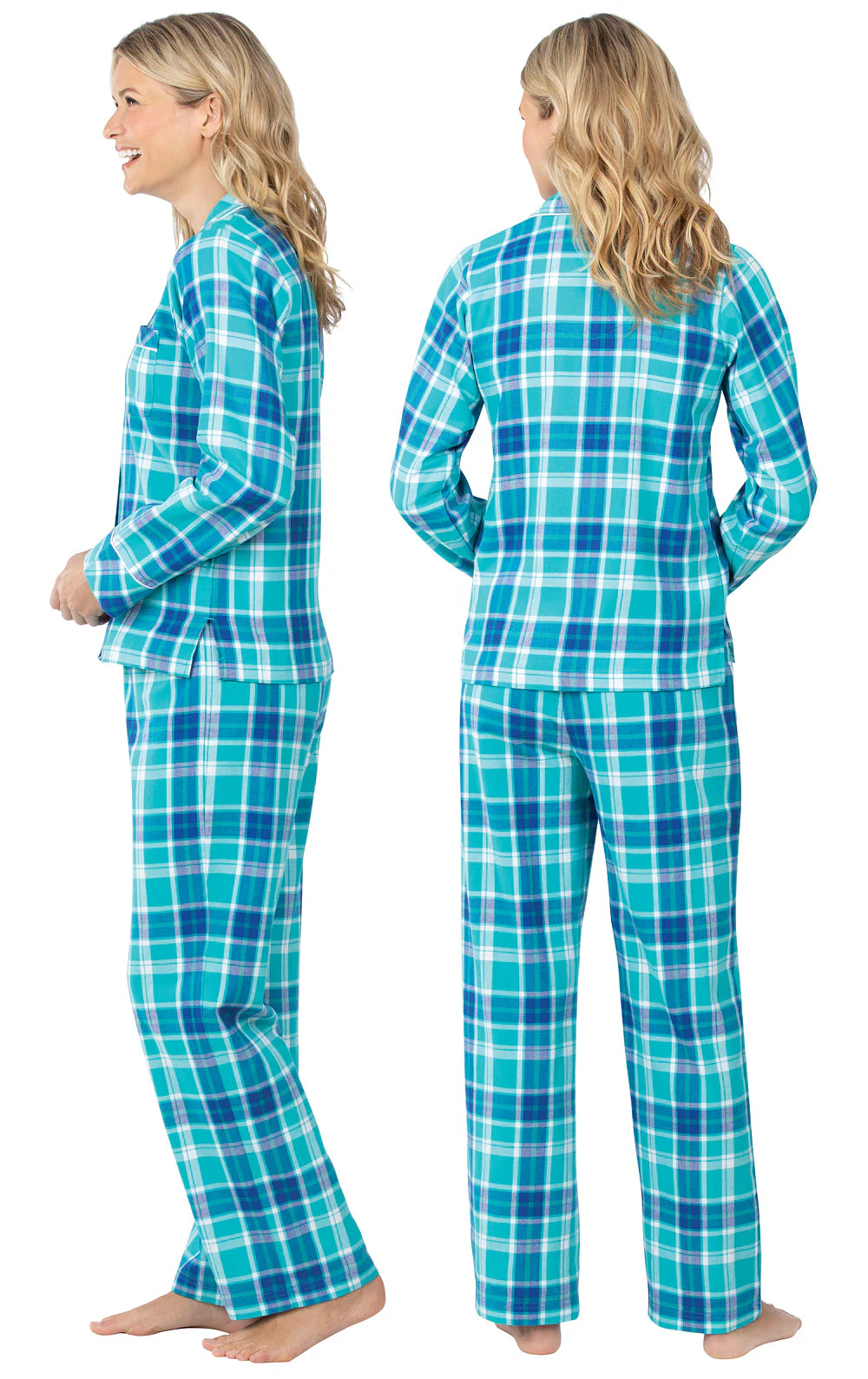 Bright Plaid Flannel Button-Front Pajamas - Image 10