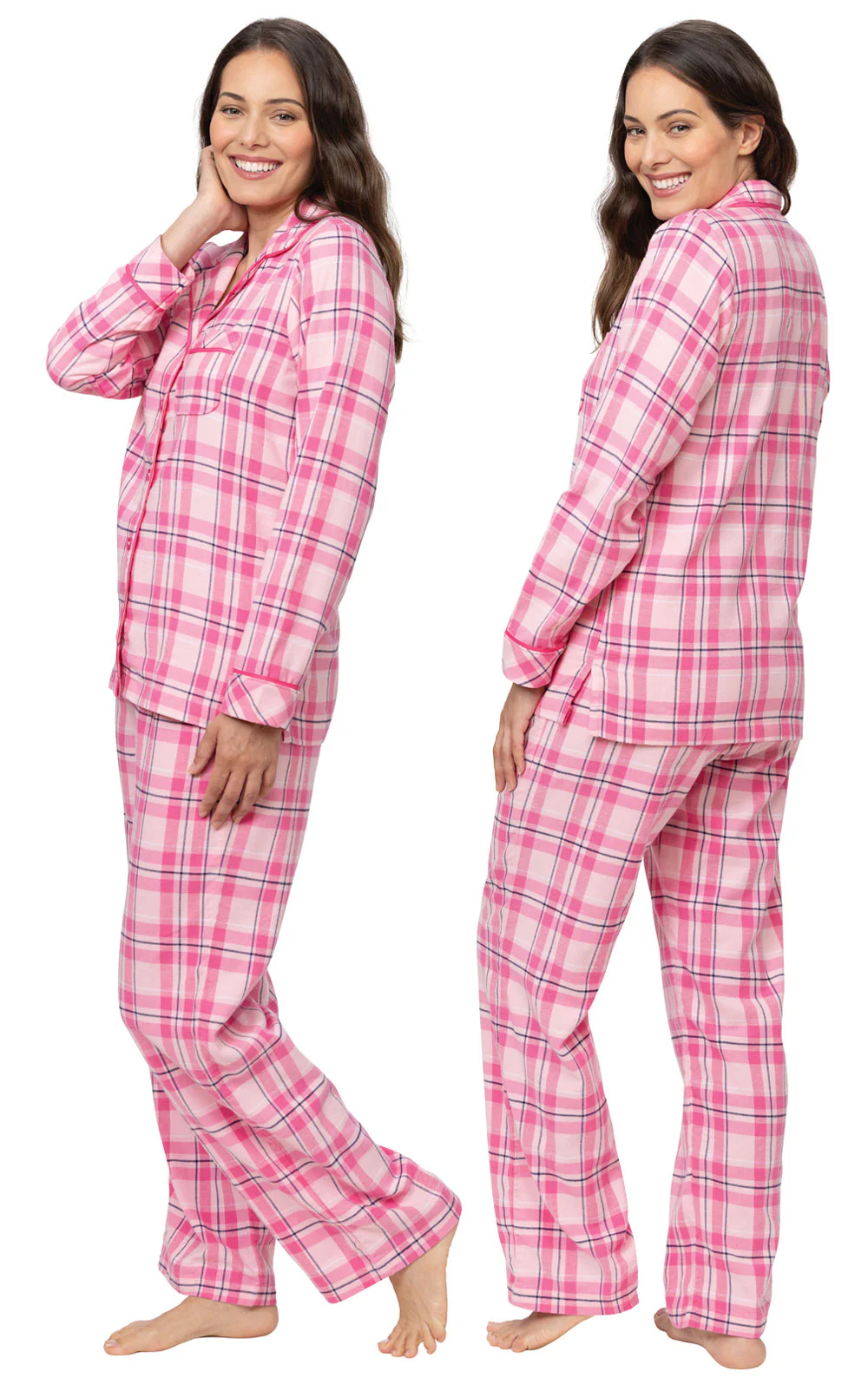 Bright Plaid Flannel Button-Front Pajamas - Image 5