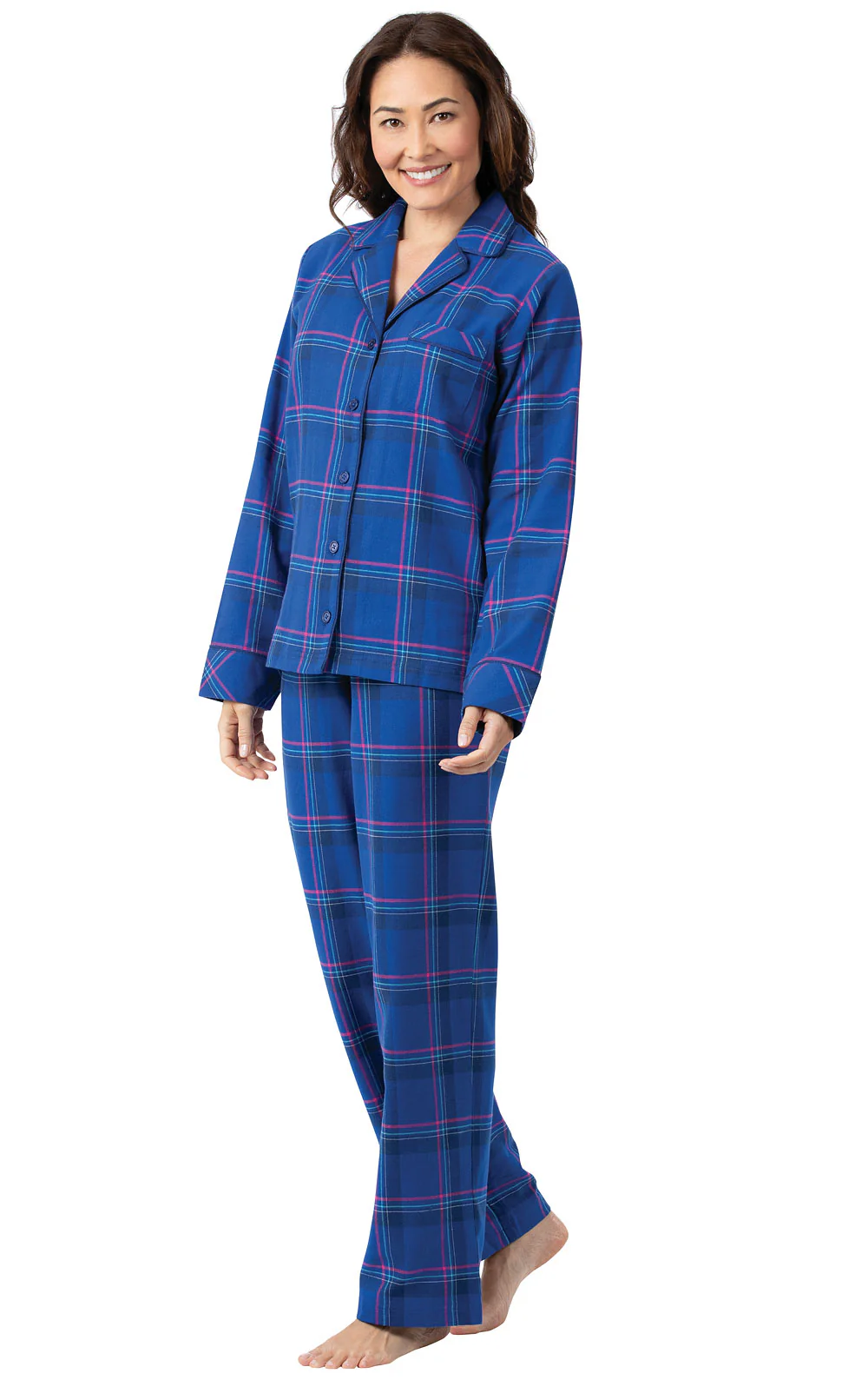 Bright Plaid Flannel Button-Front Pajamas - Image 6