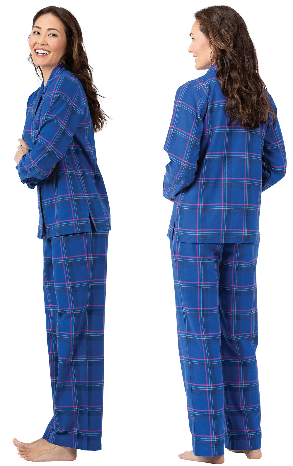 Bright Plaid Flannel Button-Front Pajamas - Image 8