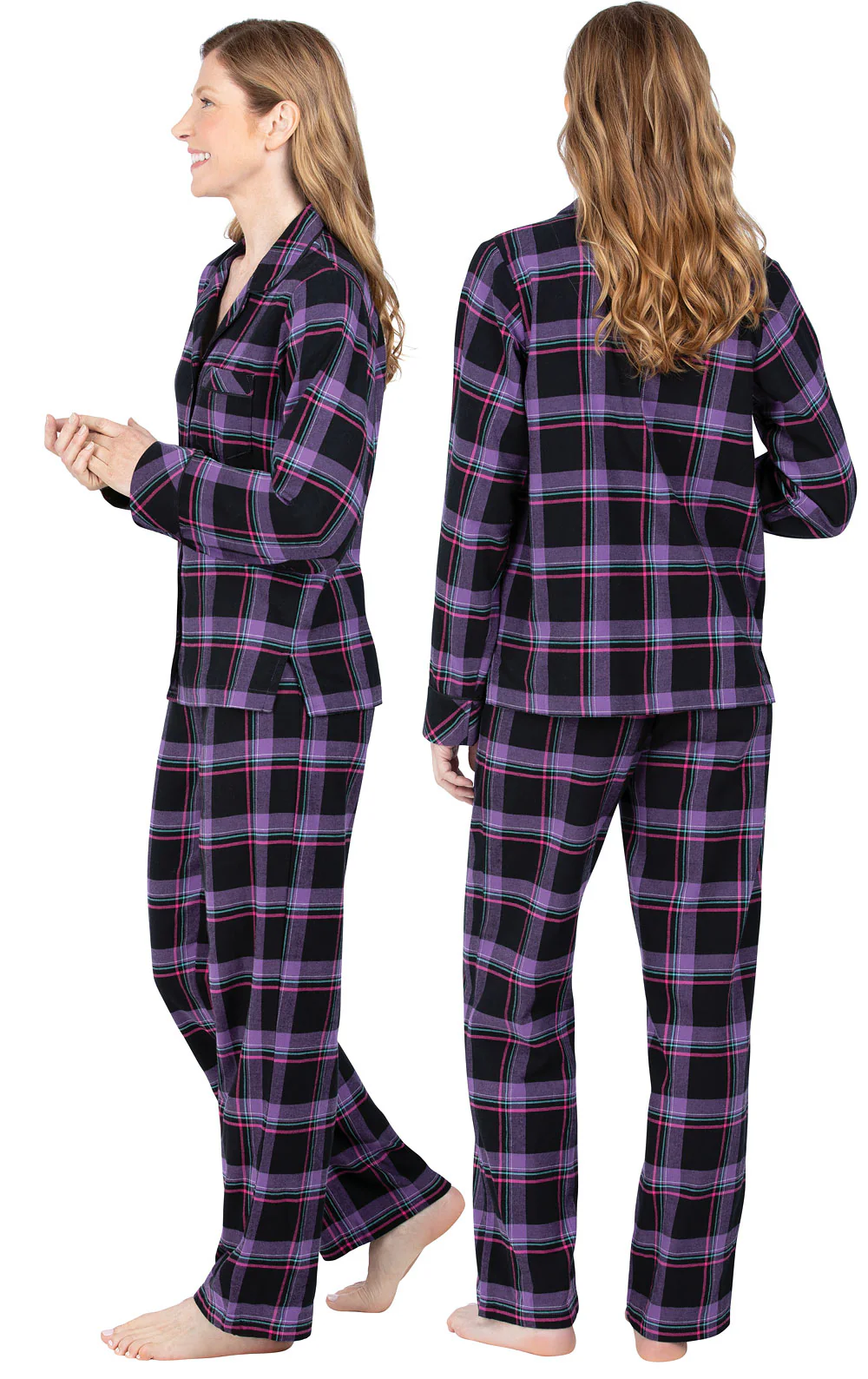 Bright Plaid Flannel Button-Front Pajamas - Image 4