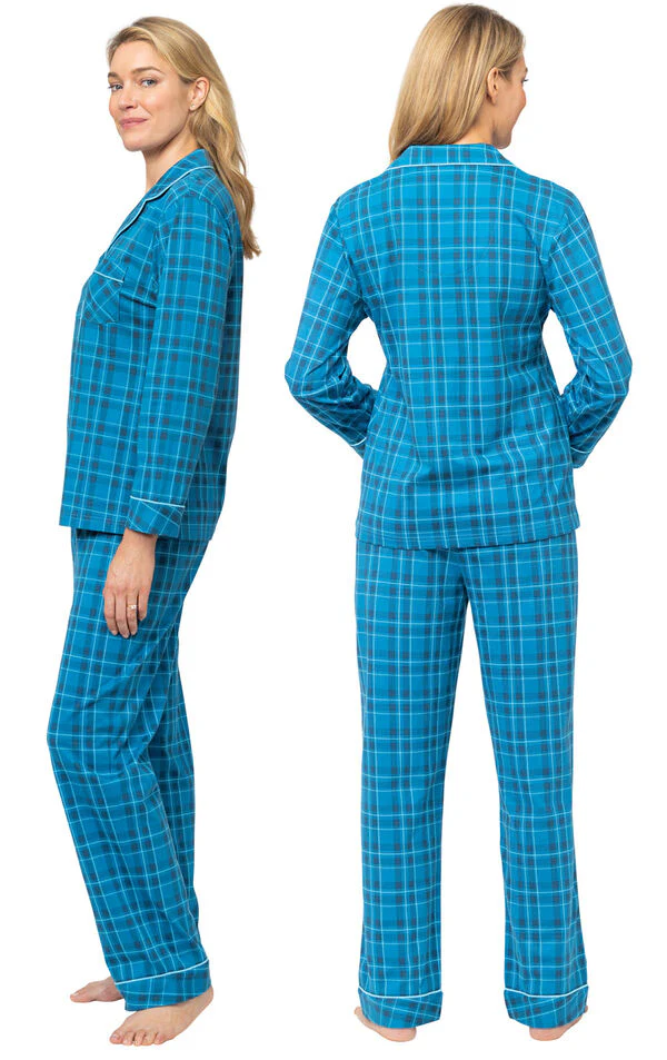 Bright Plaid Jersey Button-Front Pajamas - Image 2