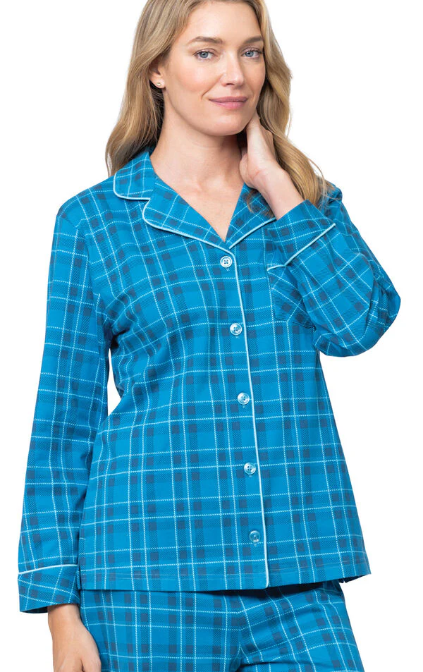 Bright Plaid Jersey Button-Front Pajamas - Image 3