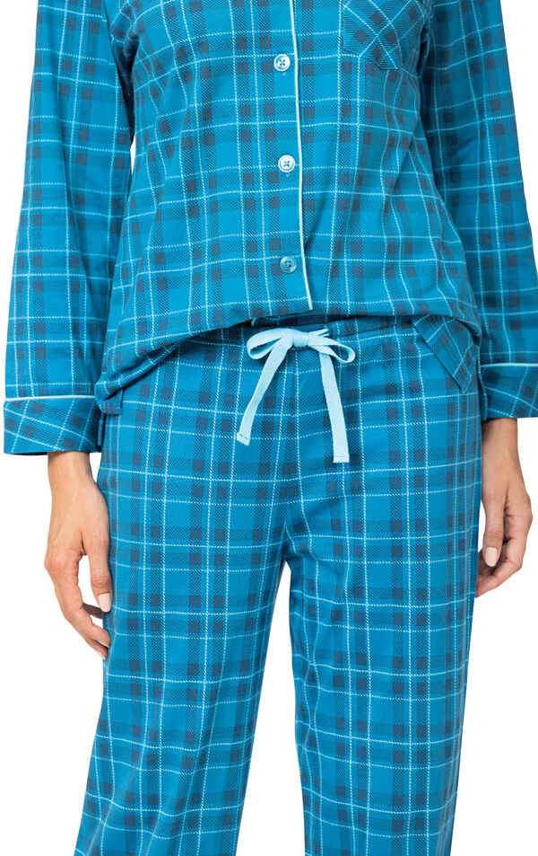 Bright Plaid Jersey Button-Front Pajamas - Image 4