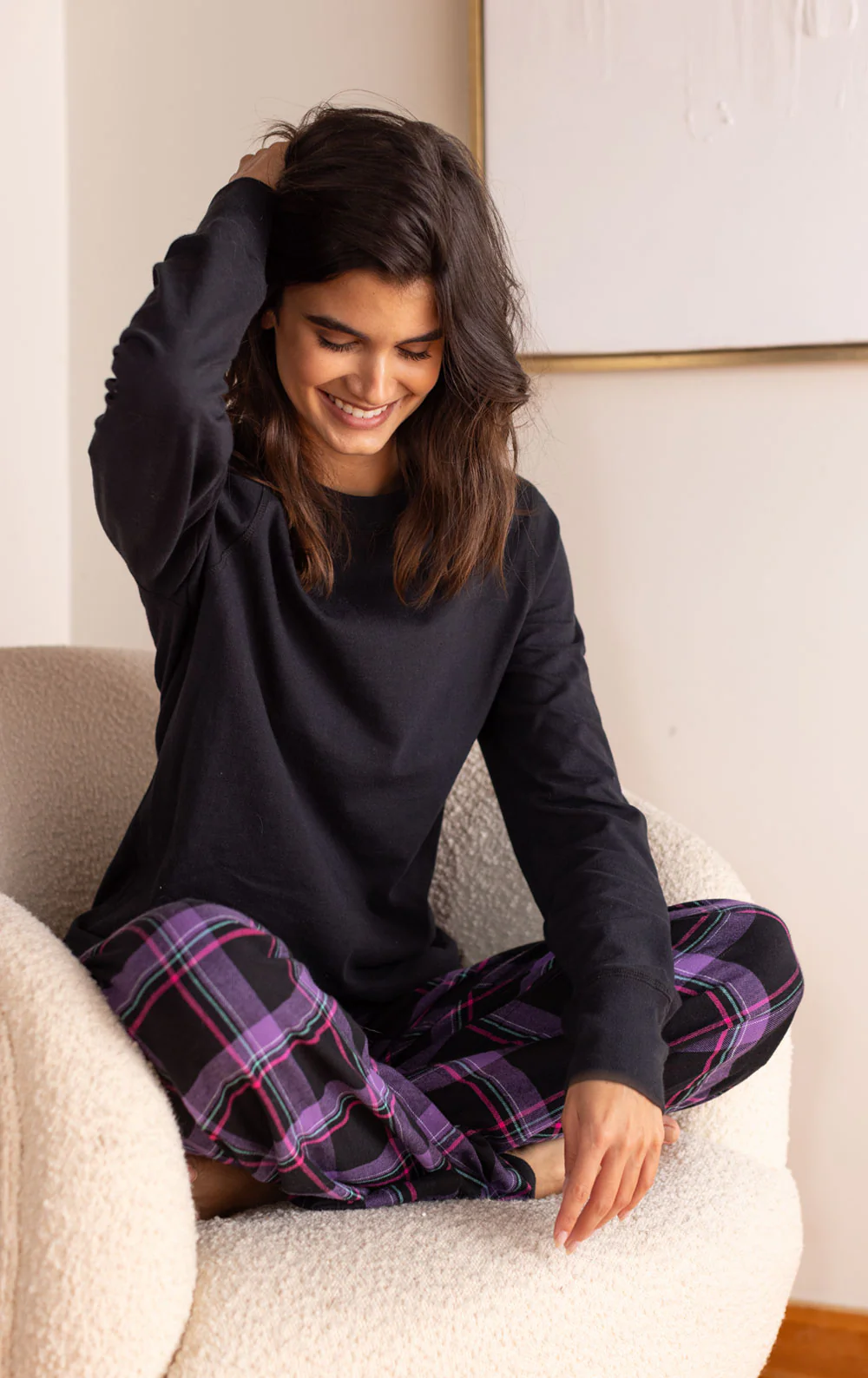 Bright Plaid Jersey-Top Flannel Pajamas - Image 2