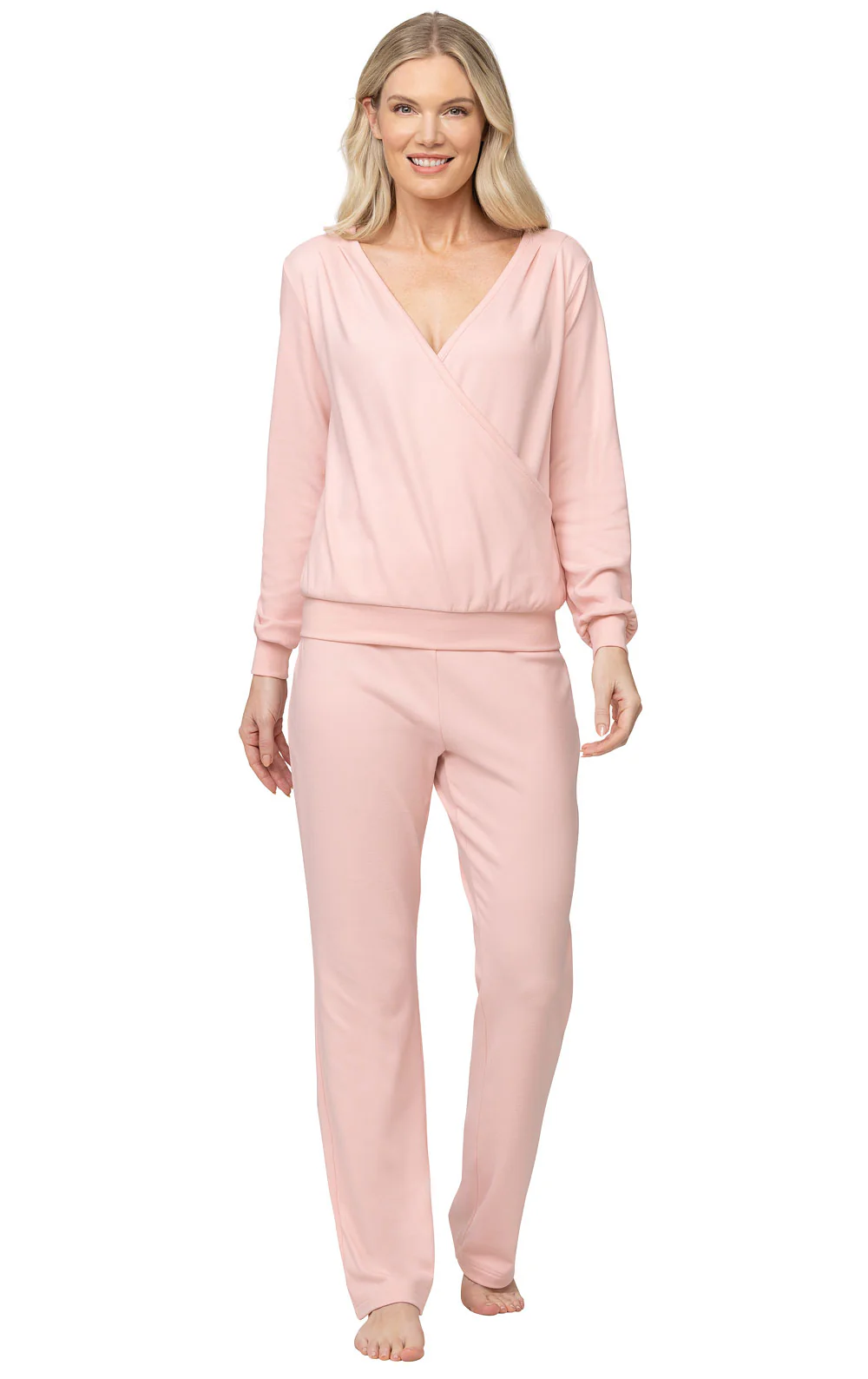 Brushed Knit Wrap Front Sweater Set