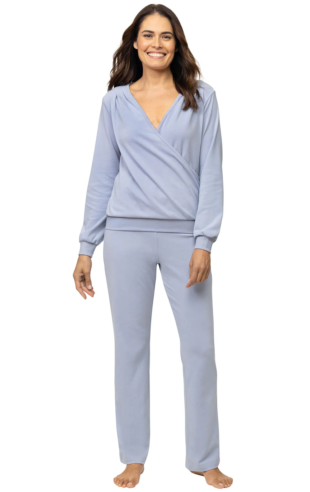 Brushed Knit Wrap Front Sweater Set - Image 2