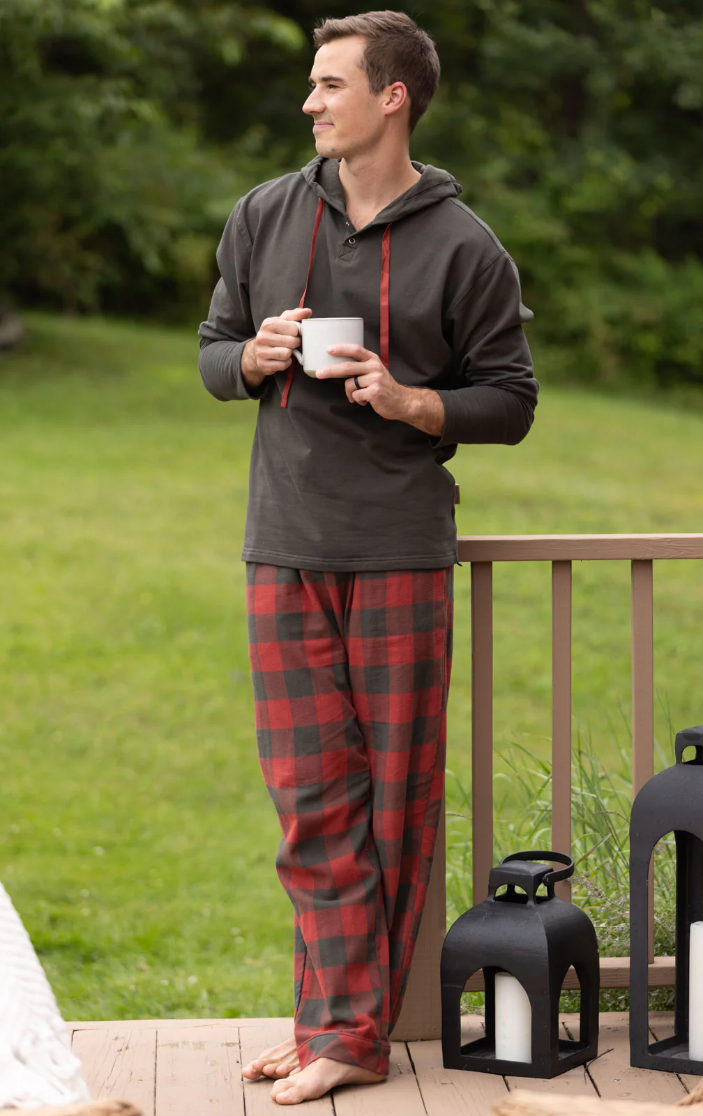 Buffalo Plaid Hoodie Men's Pajamas - Pet & Owner - Image 3