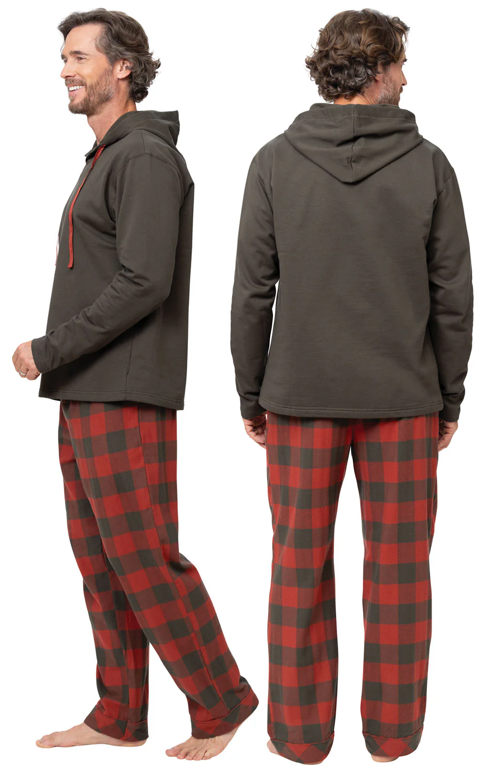 Buffalo Plaid Hoodie Men's Pajamas - Pet & Owner - Image 4