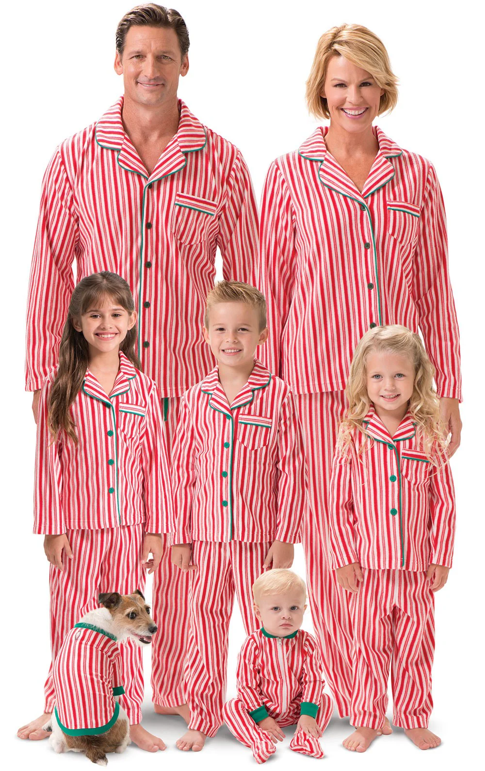 Candy Cane Fleece Button-Front Unisex Kids Pajamas - Family Set - Image 2