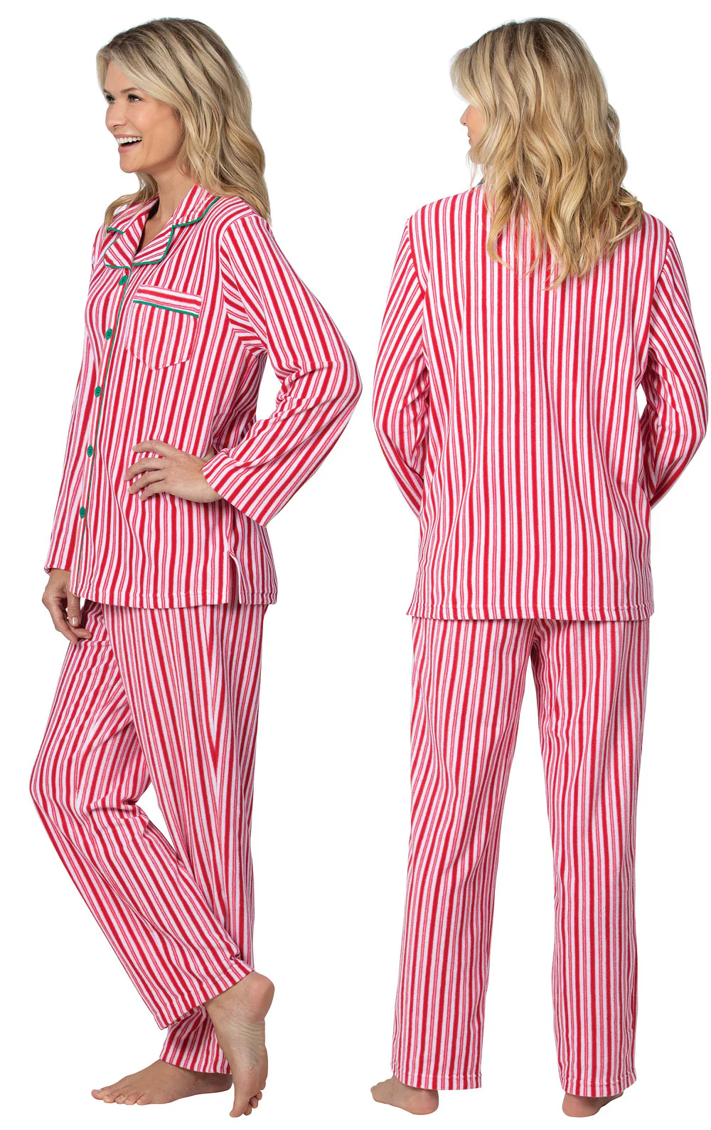 Candy Cane Fleece Button-Front Pajamas - Image 3