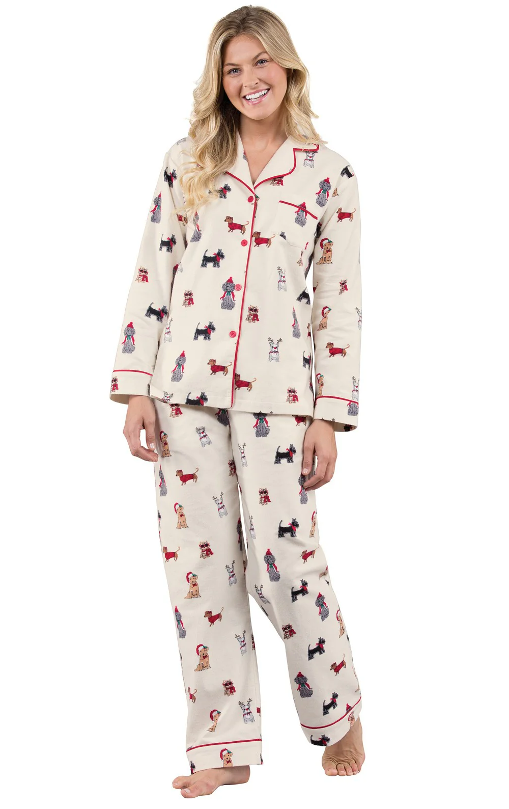 Christmas Dogs Flannel Button-Front Matching Pet & Owner Pajamas - Image 4
