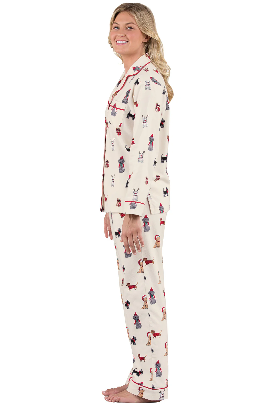 Christmas Dogs Flannel Button-Front Pajamas - Couples - Image 5