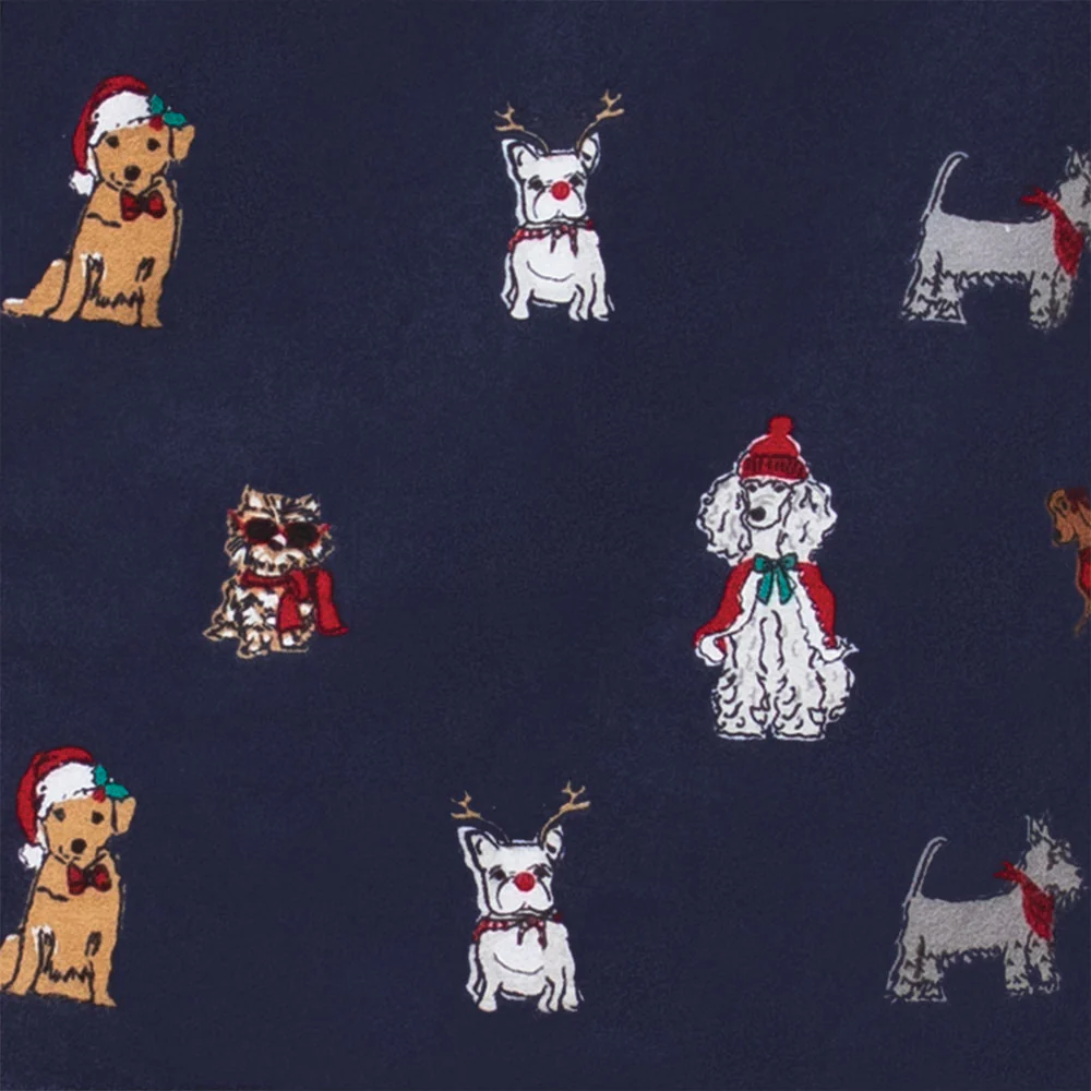 Christmas Dogs Flannel Button-Front Unisex Kids Pajamas - Image 4