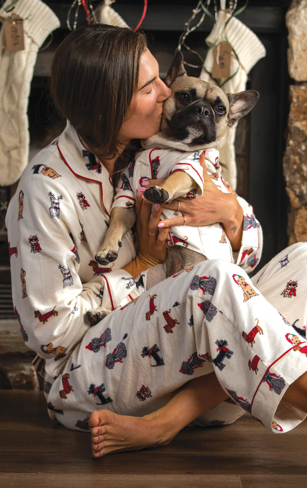 Christmas Dogs Flannel Button-Front Matching Pet & Owner Pajamas - Image 3