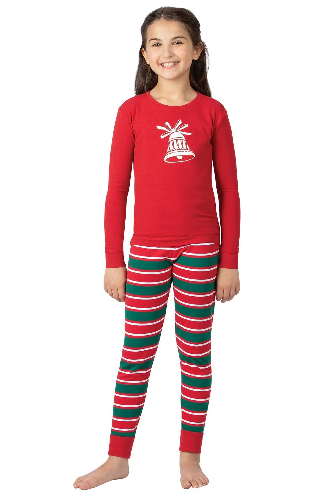 Christmas Stripe Unisex Kids Pajamas - Red Bell - Final Sale