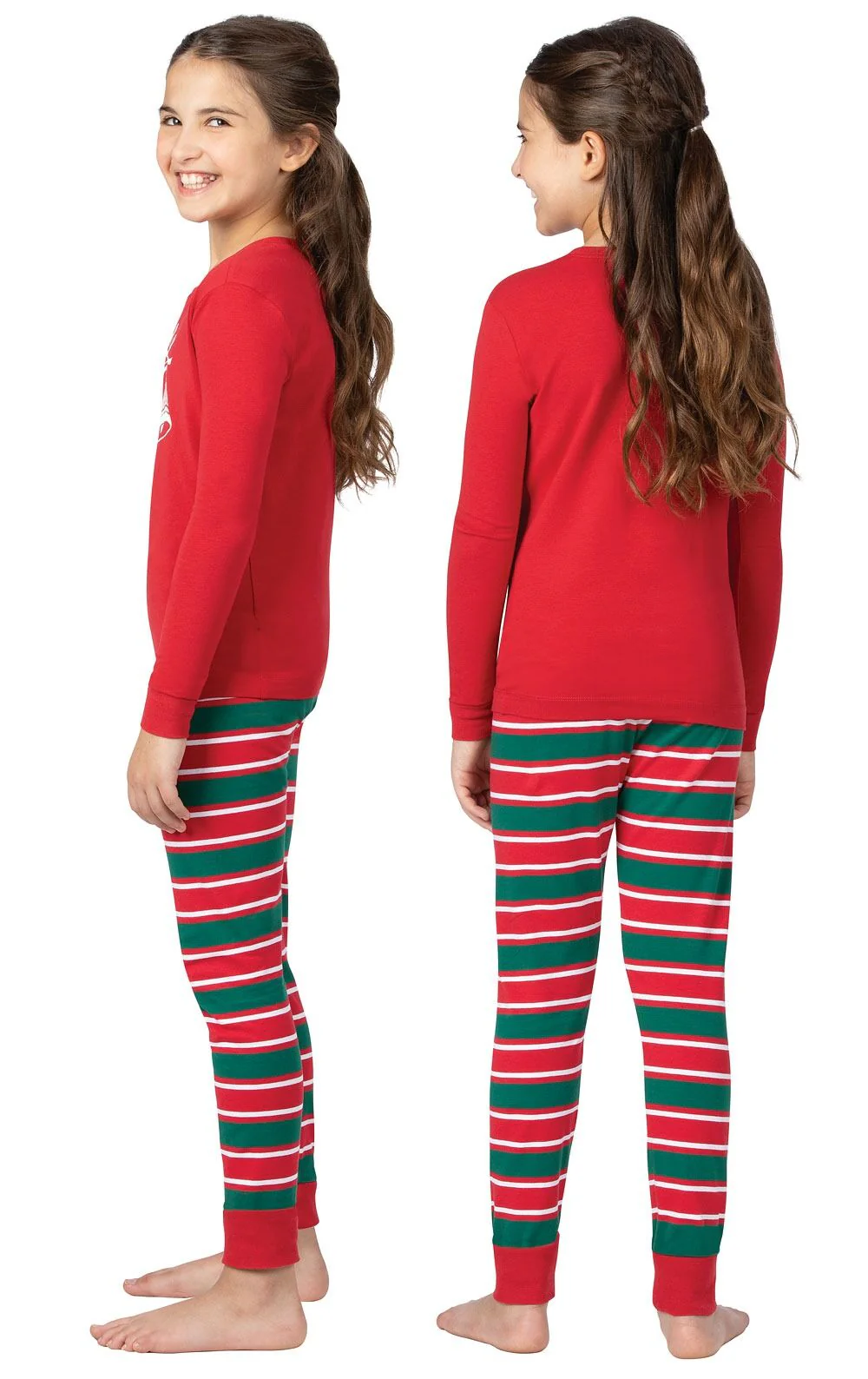 Christmas Stripe Unisex Kids Pajamas - Red Bell - Final Sale - Image 2