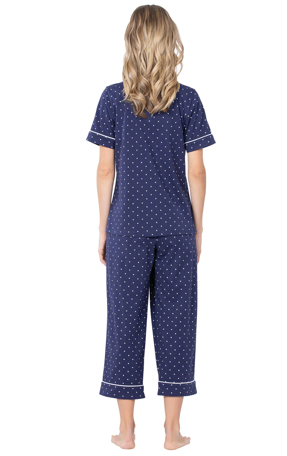 Classic Polka-Dot Button-Front Capri Pajamas - Image 4