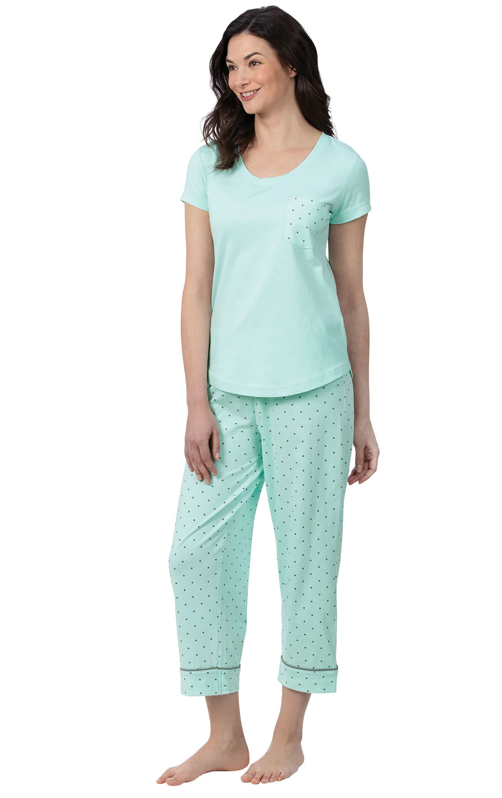 Classic Polka-Dot Pocket Tee Capri Pajamas - Image 3