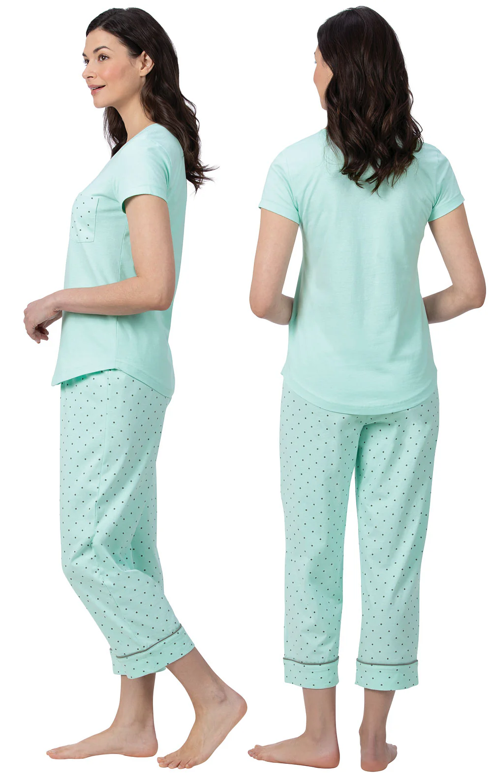 Classic Polka-Dot Pocket Tee Capri Pajamas - Image 4
