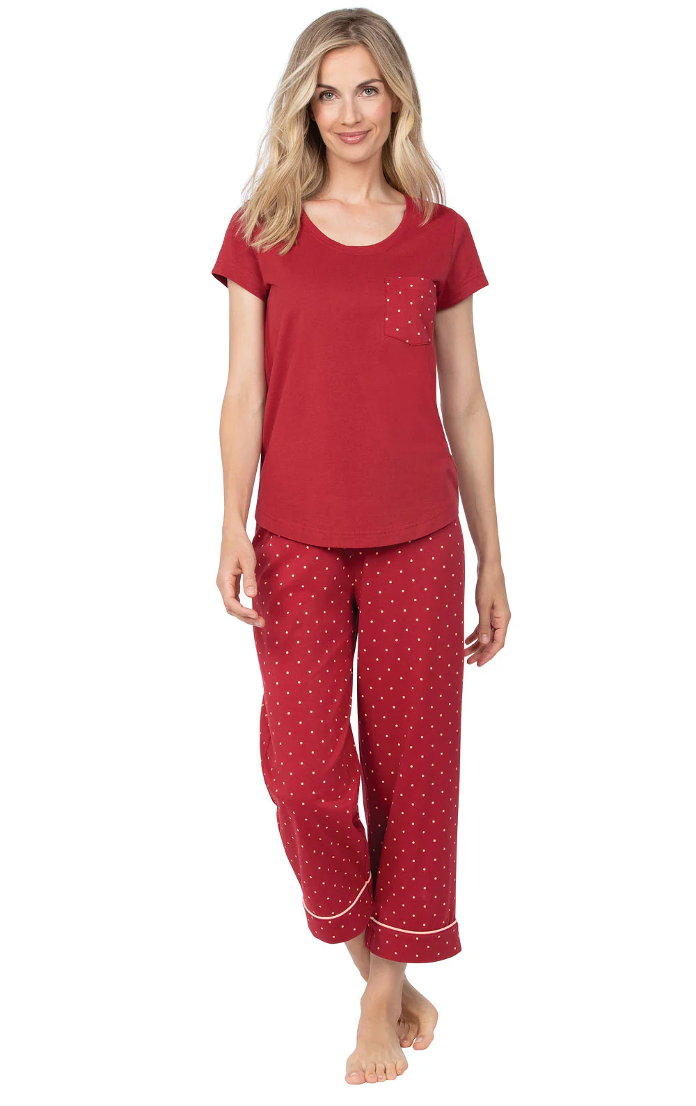 Classic Polka-Dot Pocket Tee Capri Pajamas - Image 6