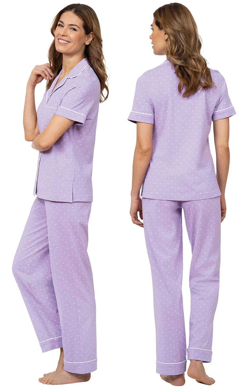 Classic Polka-Dot Short Sleeve Button-Front Pajamas - Image 13