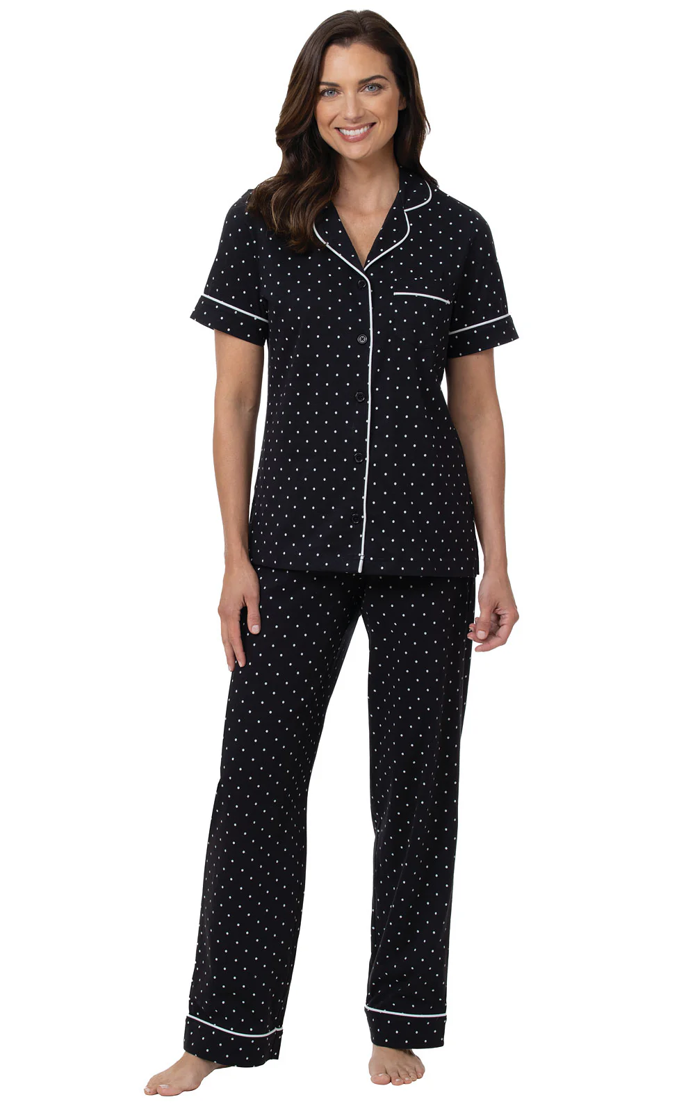 Classic Polka-Dot Short Sleeve Button-Front Pajamas - Image 14