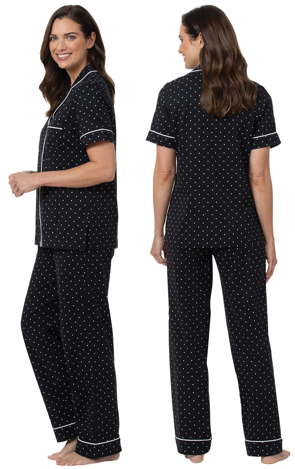 Classic Polka-Dot Short Sleeve Button-Front Pajamas - Image 15