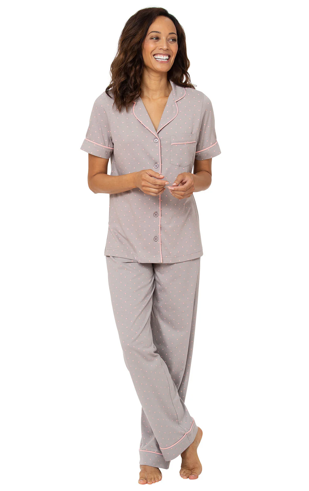 Classic Polka-Dot Short Sleeve Button-Front Pajamas - Image 16