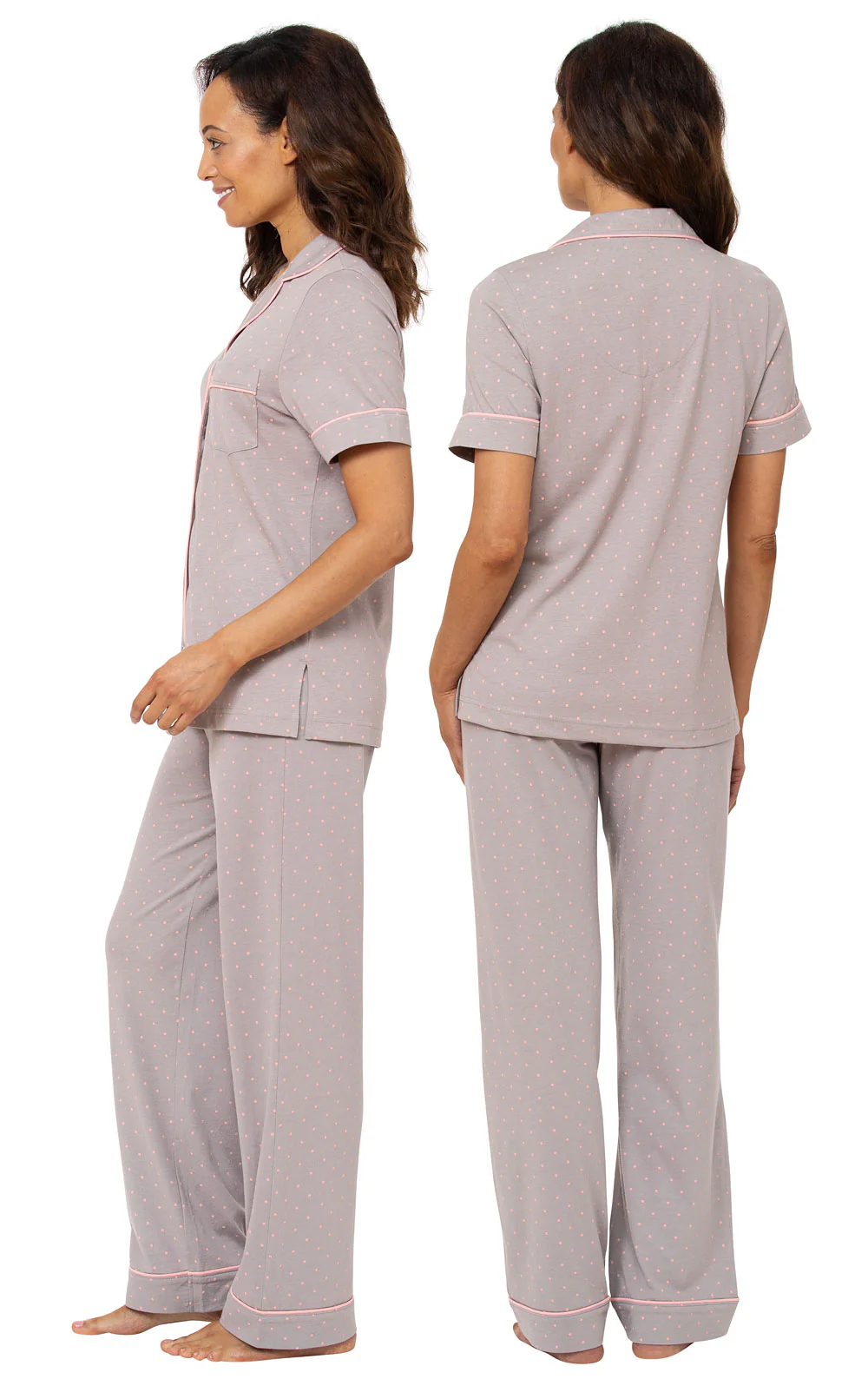 Classic Polka-Dot Short Sleeve Button-Front Pajamas - Image 17