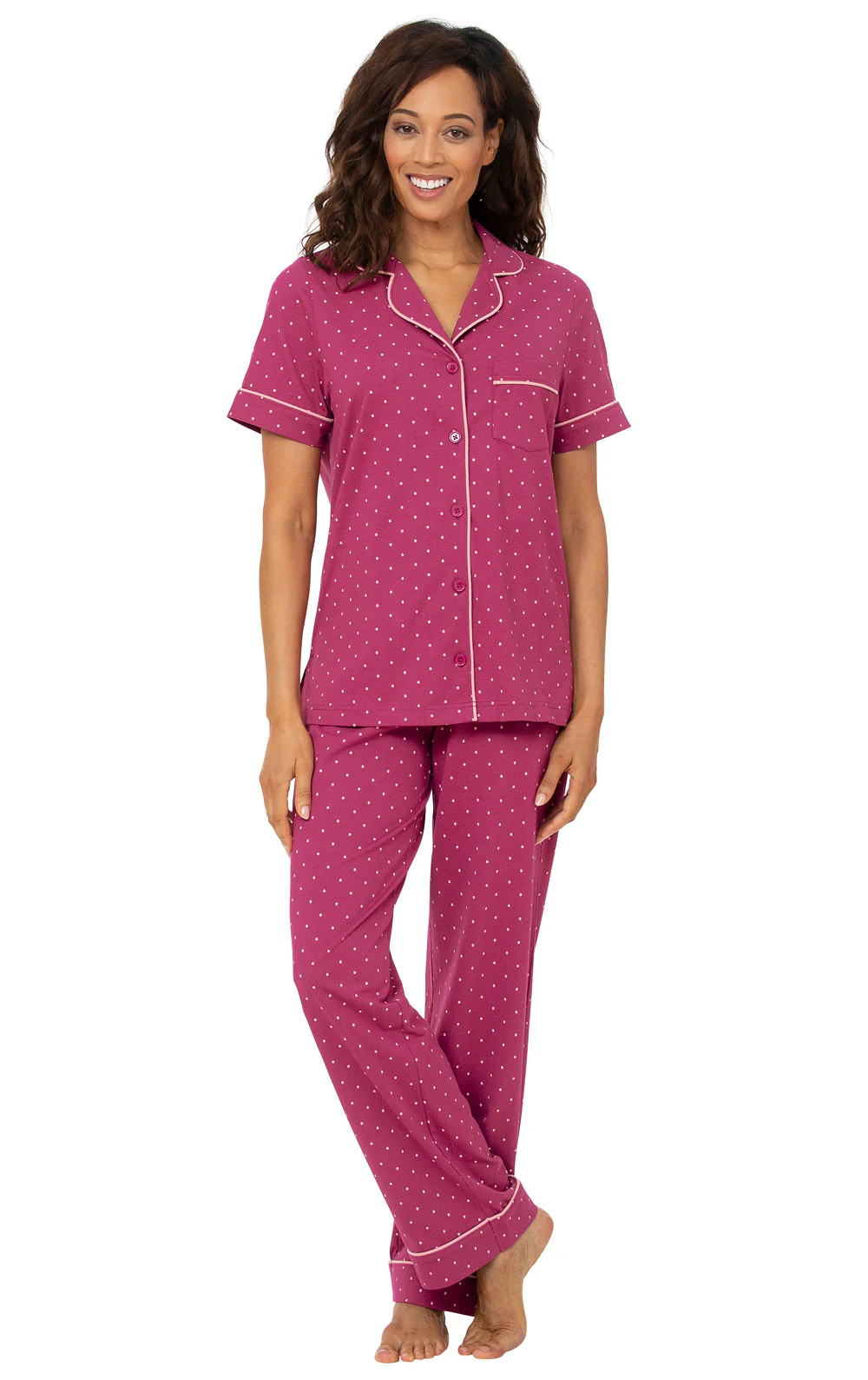 Classic Polka-Dot Short Sleeve Button-Front Pajamas - Image 18
