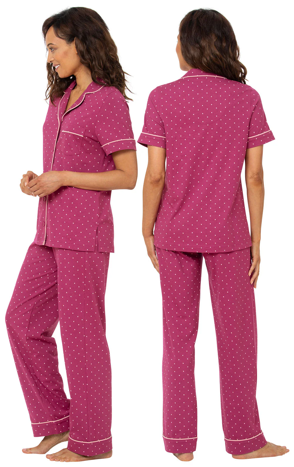 Classic Polka-Dot Short Sleeve Button-Front Pajamas - Image 19