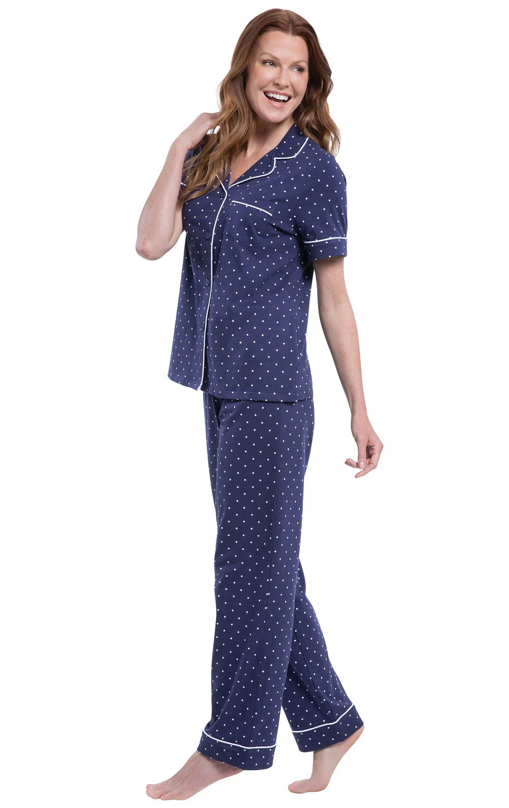 Classic Polka-Dot Short Sleeve Button-Front Pajamas - Image 3