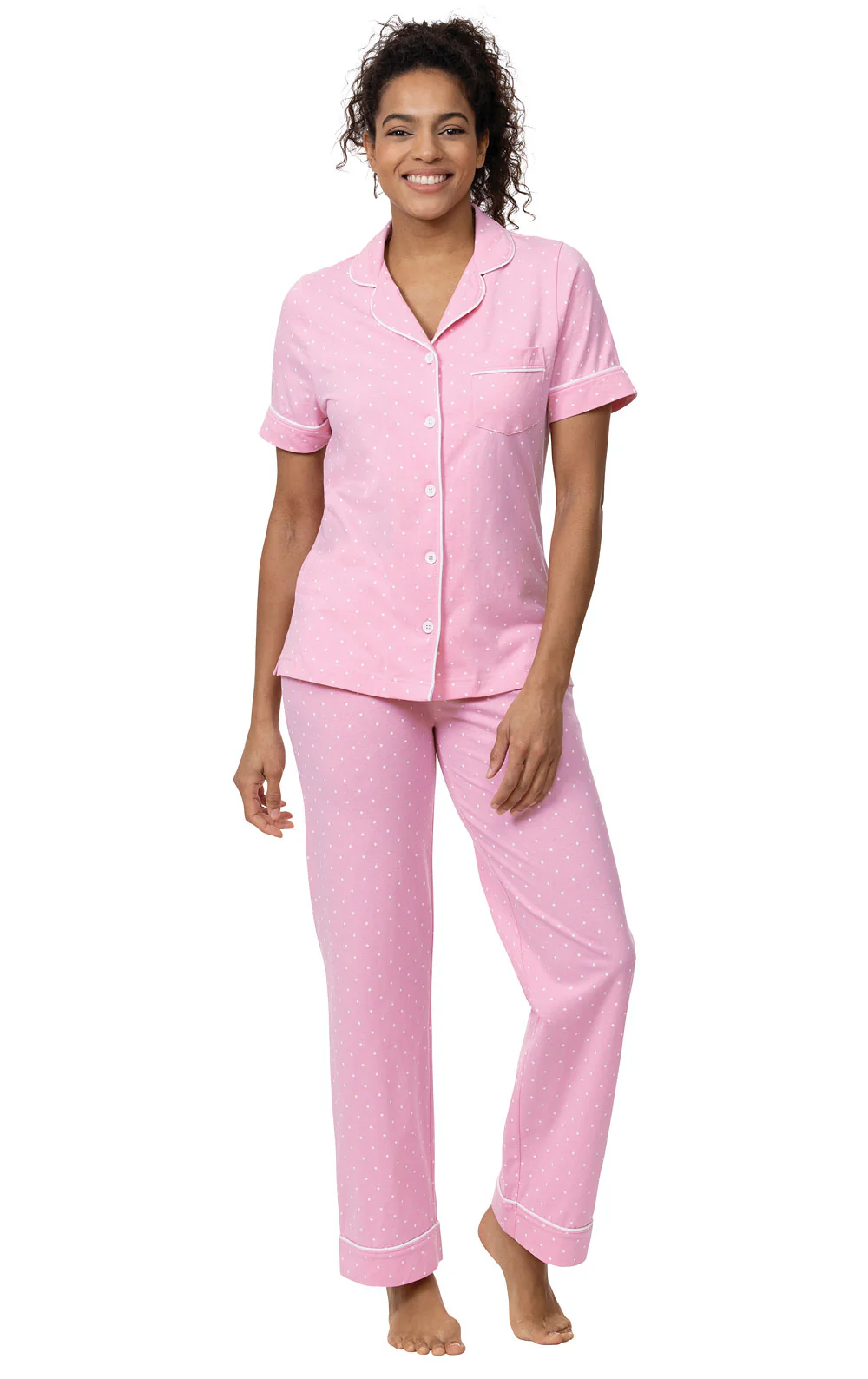 Classic Polka-Dot Short Sleeve Button-Front Pajamas - Image 5