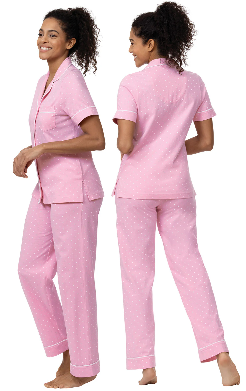 Classic Polka-Dot Short Sleeve Button-Front Pajamas - Image 6