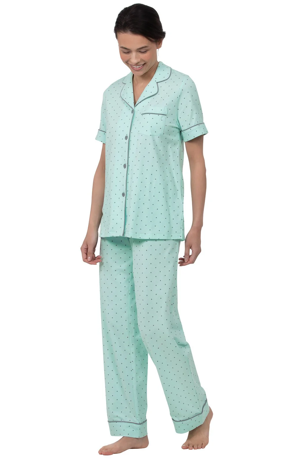 Classic Polka-Dot Short Sleeve Button-Front Pajamas - Image 8