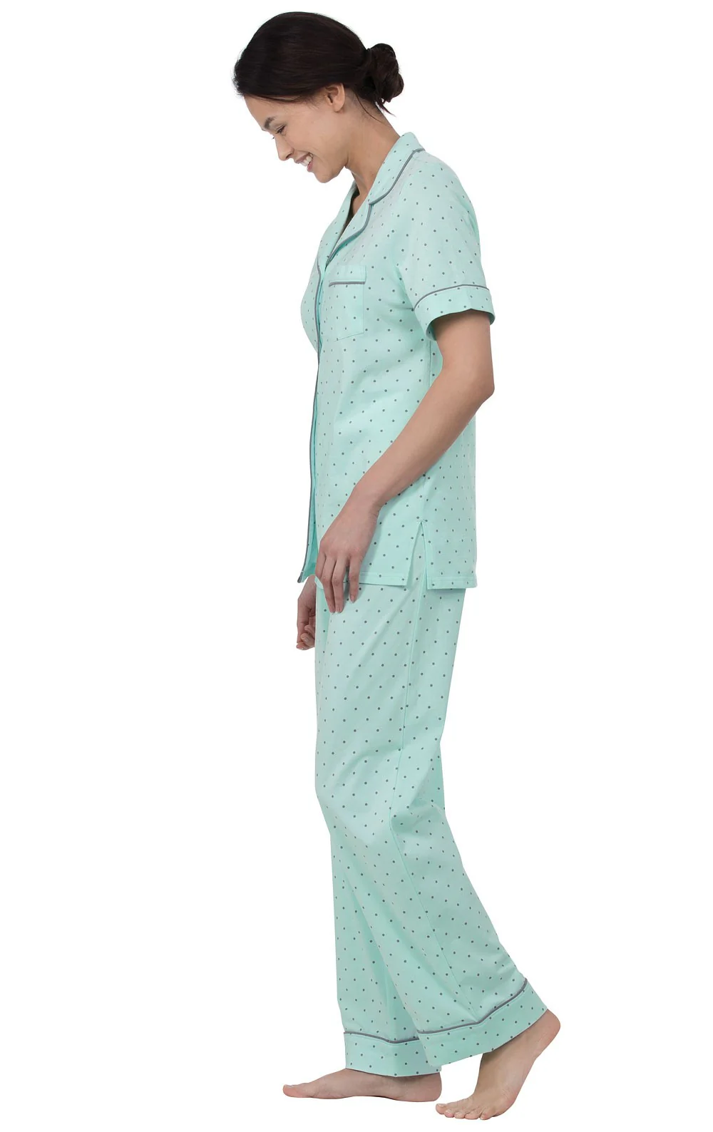Classic Polka-Dot Short Sleeve Button-Front Pajamas - Image 9