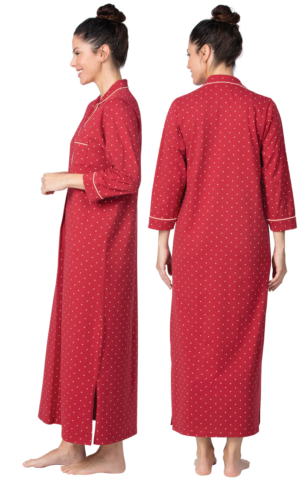 Classic Polka-Dot ¾ Sleeve Nightgown - Image 7
