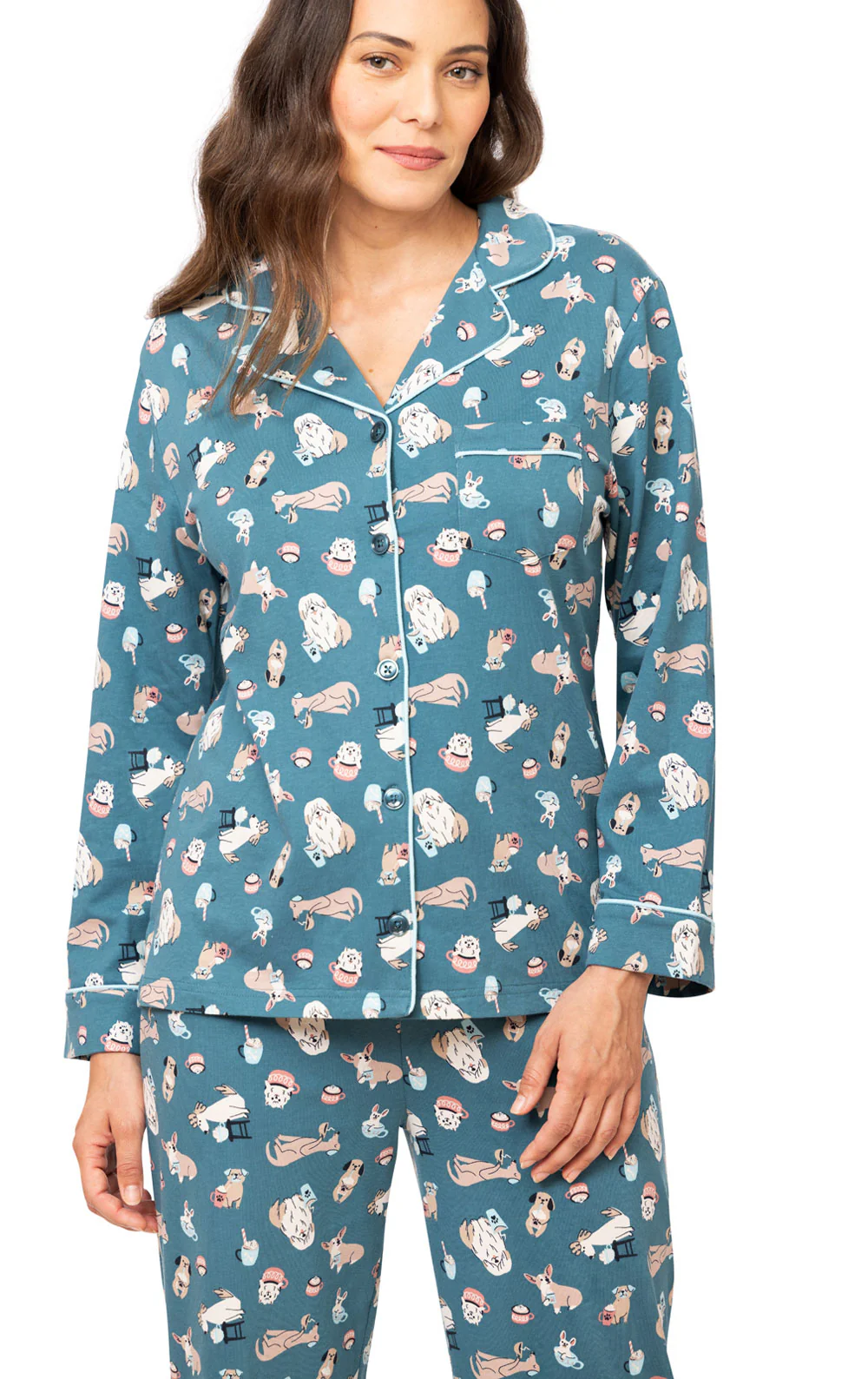 Coffee Dogs Button-Front Pajamas - Image 3