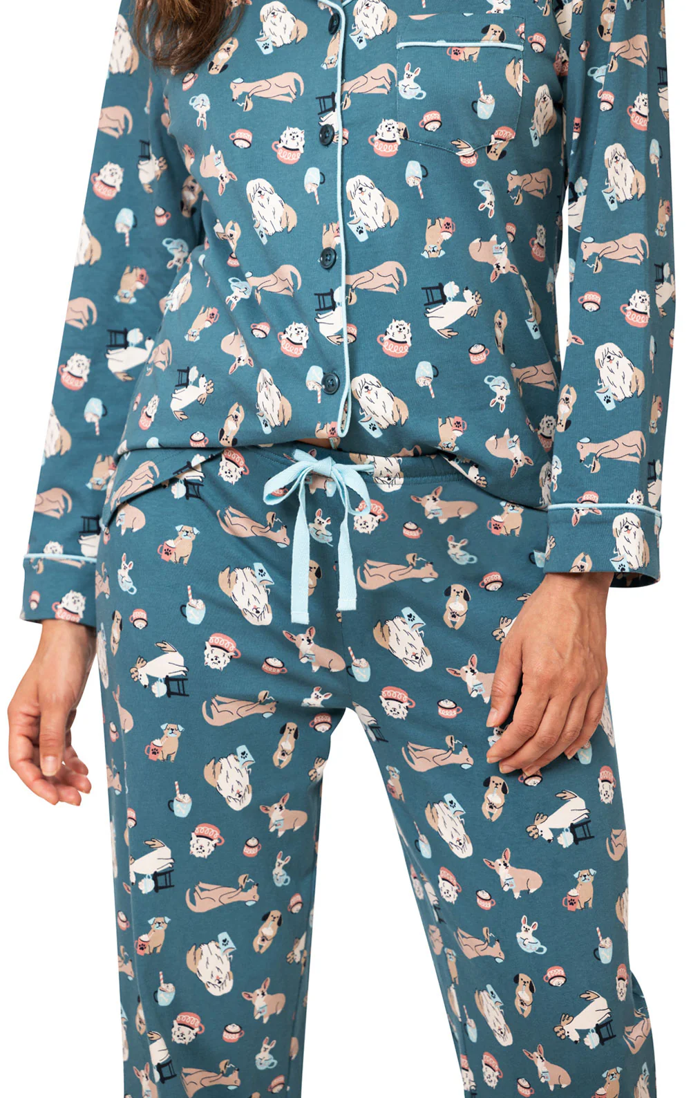Coffee Dogs Button-Front Pajamas - Image 4