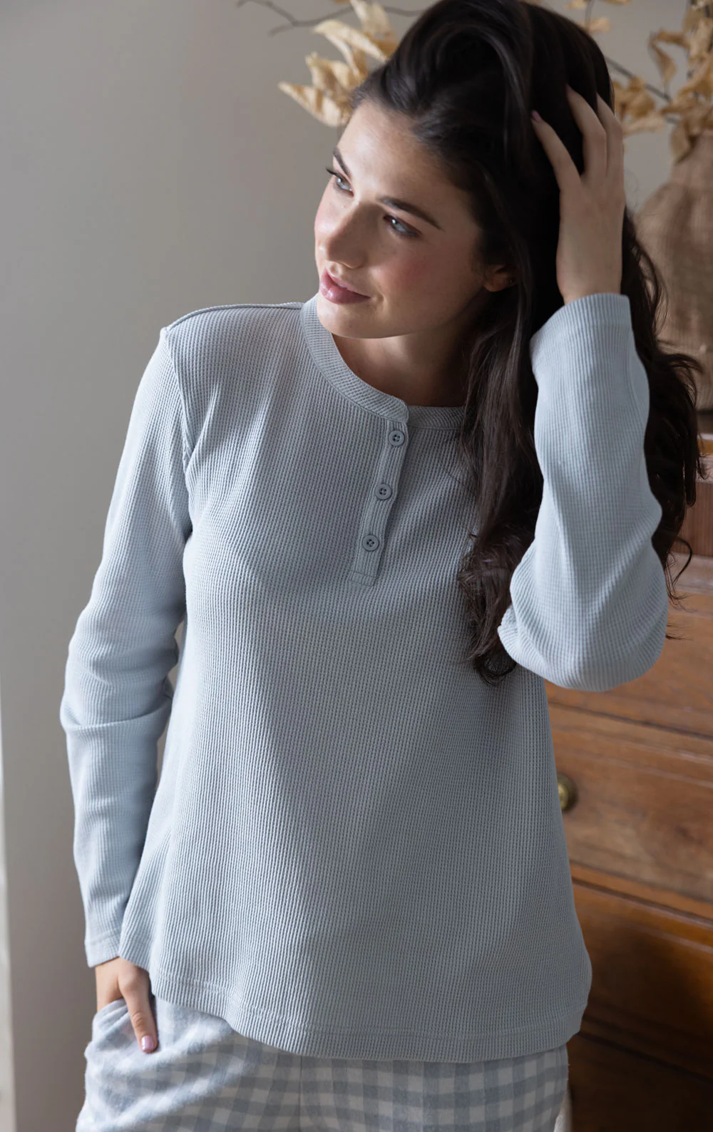 Comfort Knit Long Sleeve Shirt - Blue Gray Gingham Pet and Owner - Image 4