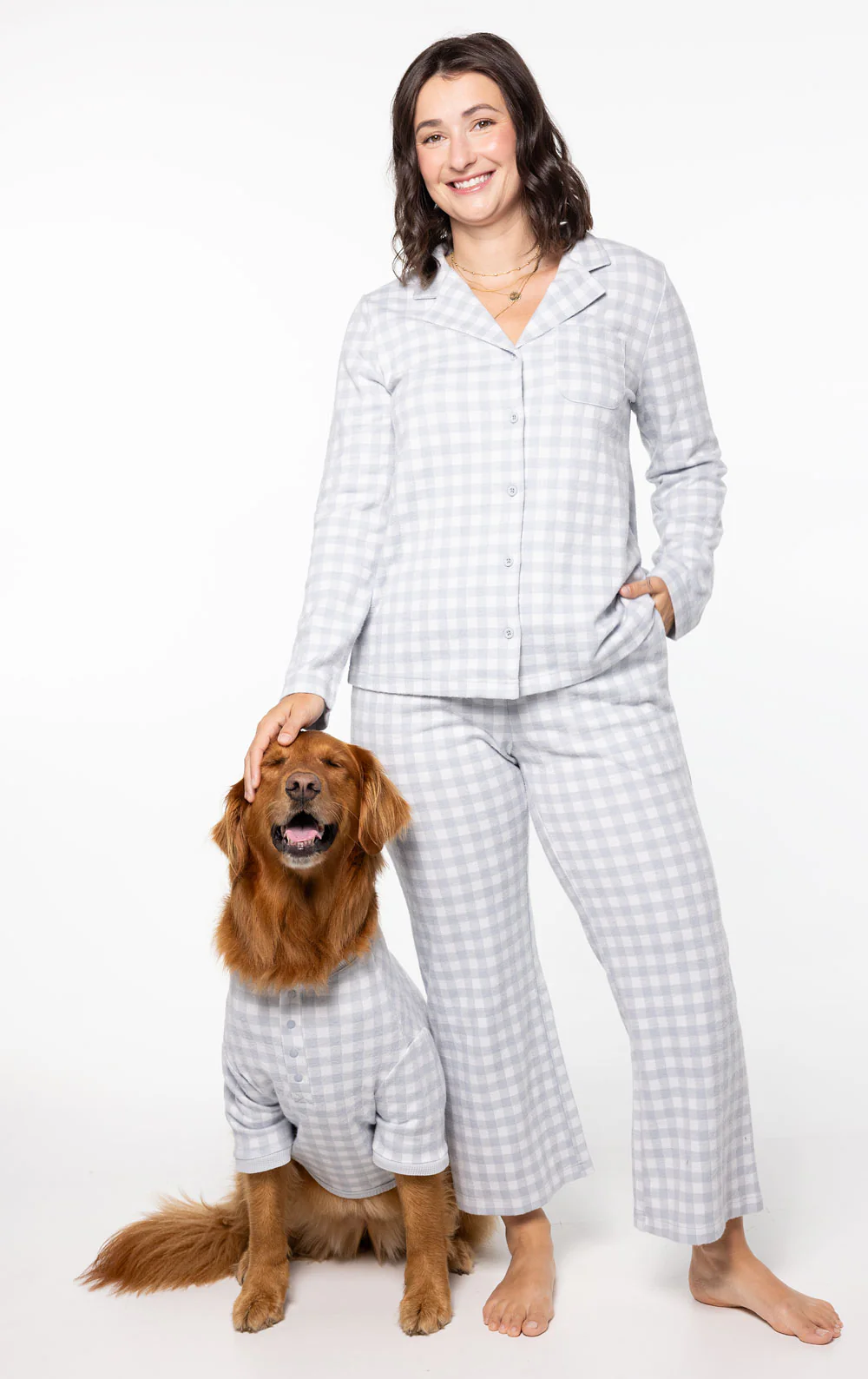 Comfort Knit Long Sleeve Shirt - Blue Gray Gingham Pet and Owner - Image 2