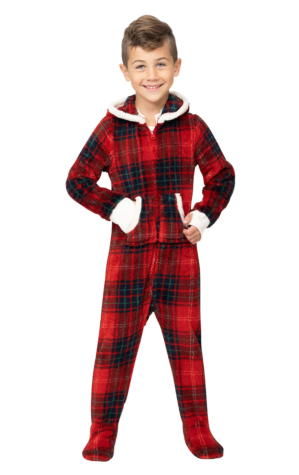 Cozy Holiday Hoodie-Footie Onesie Unisex Kids Pajamas - FINAL SALE