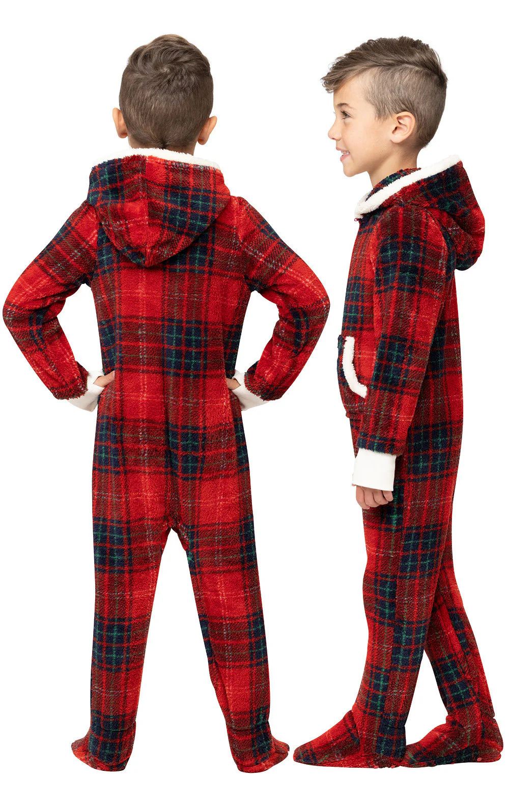 Cozy Holiday Hoodie-Footie Onesie Unisex Kids Pajamas - FINAL SALE - Image 4