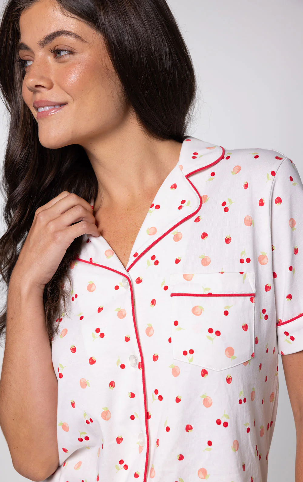 Ditsy Fruit Button-Front Capri Pajamas - Image 6