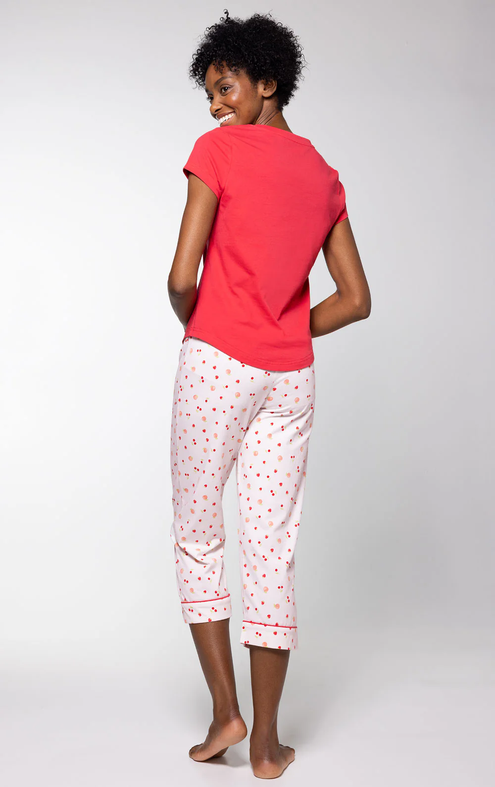Ditsy Fruit Pocket Tee Capri Pajamas - Image 3